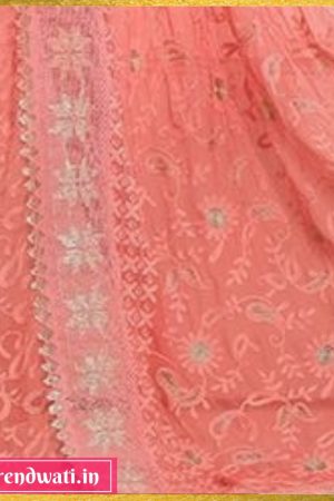Pink Chiffon Floral Embroidered Saree