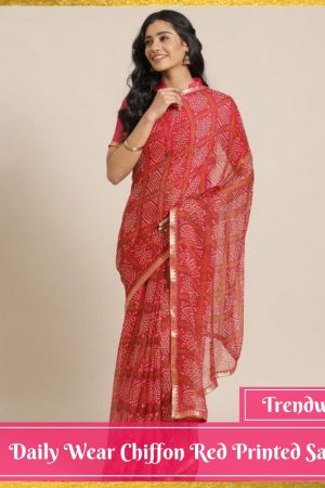 Daily Wear Chiffon Red Printed Saree