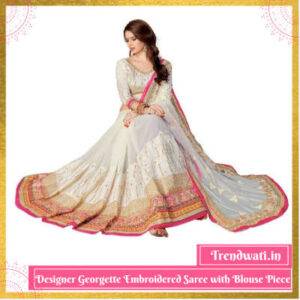 Designer Georgette Embroidered Saree with Blouse Piece