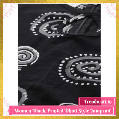 Women Black Printed Dhoti Style Jumpsuit