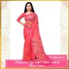 Pink Color Net Solid Multi-colored Floral Saree 