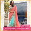 Cyan Georgette Silk Embroidered Lace Saree