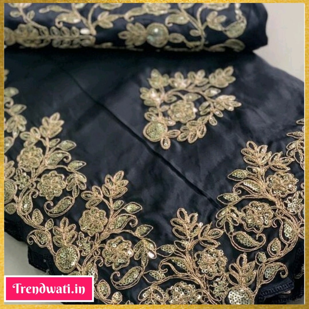 Black Mysore Silk Embroidered Saree