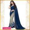 Ayesha Takia Navy Blue Printed Georgette Checks Saree