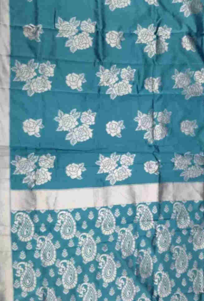 Buy Blue Silk Saree Floral Design Zari Border Online