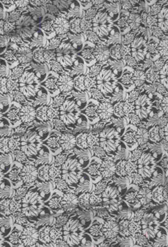 Buy Grey Silk Saree with Black Zigzag Floral Work Online