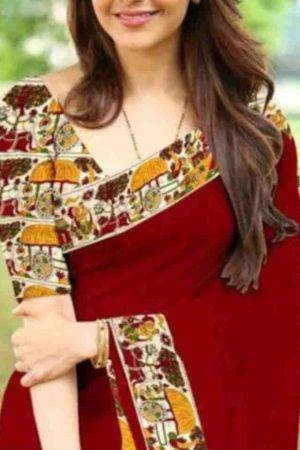 Buy Plain Silk Saree Lace Border Online