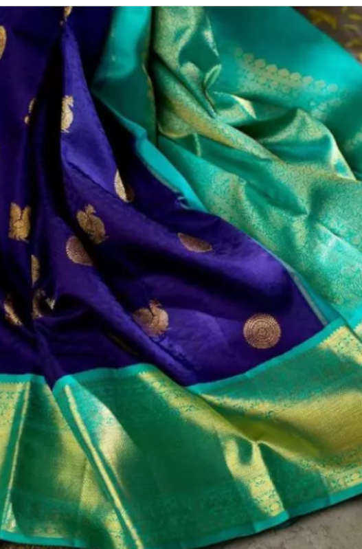 Buy Purple Silk Saree Peacock Floral Design Blue Border Zari Work Online