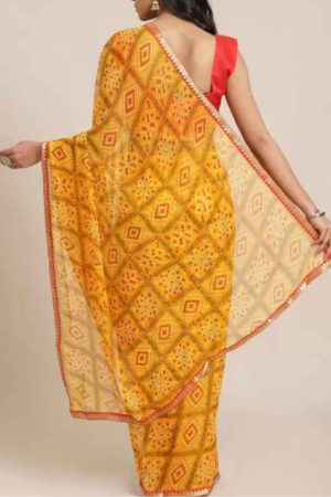 Daily Wear Chiffon Yellow Printed Saree