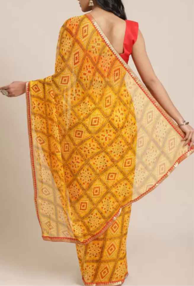 Daily Wear Chiffon Yellow Printed Saree