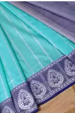 Grey & Blue Kanjeevaram Silk Jacquard Design Saree