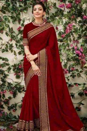 Kajal Aggarwal Multi-Color Vichitra Silk Saree
