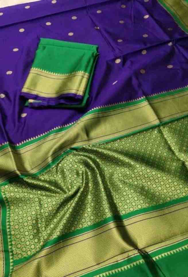 Kajal Aggarwal Purple & Green Pattu Saree