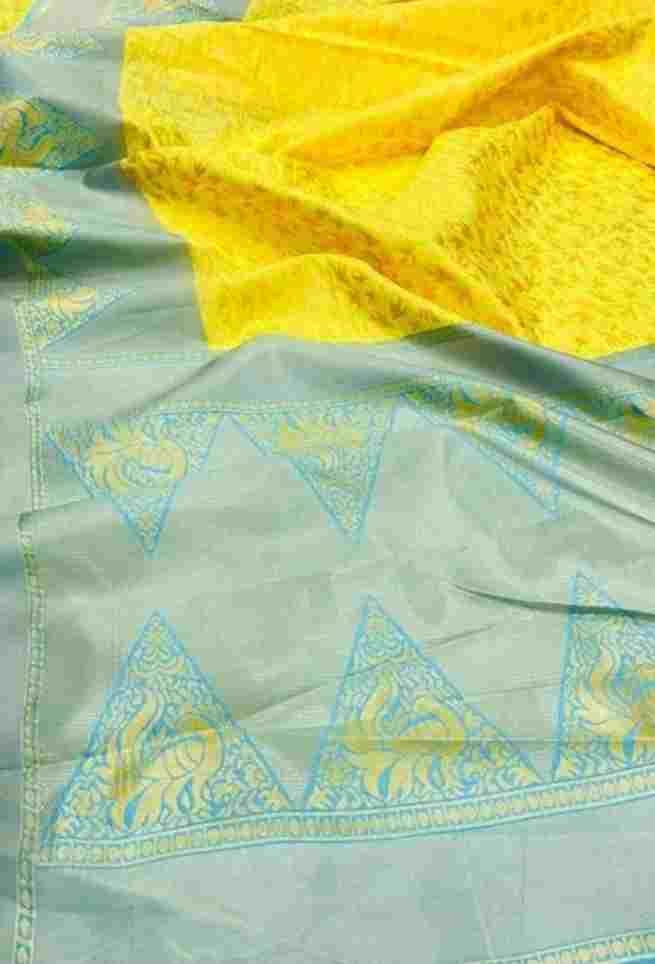 Kajal Aggarwal Yellow Silk Jacquard Saree
