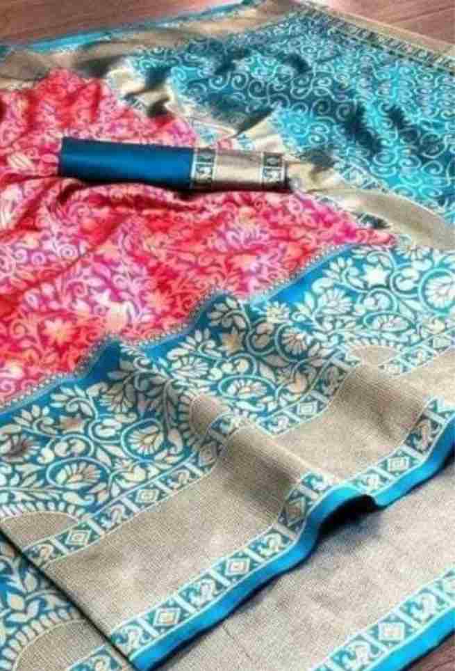 Nidhi Agarwal Pink & Blue Silk Woven Floral Design Pattu Saree
