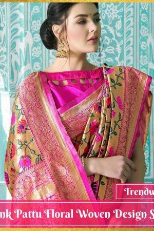 Pink Pattu Floral Woven Design Saree