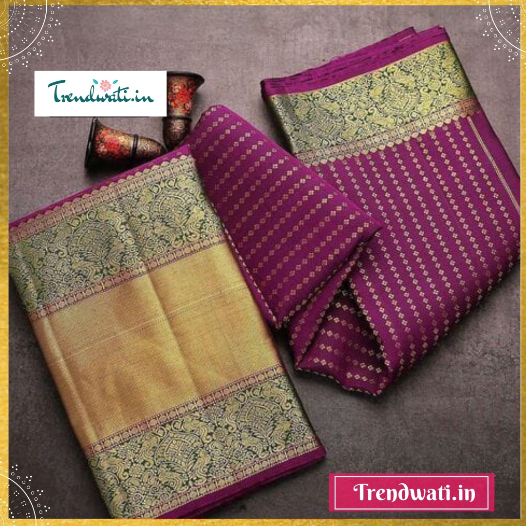 Gold & Pink Banarasi Silk Jacquard Design Saree