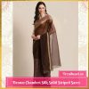 Brown Chanderi Silk Solid Striped Saree
