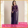 Blue Chanderi Silk Solid Striped Saree