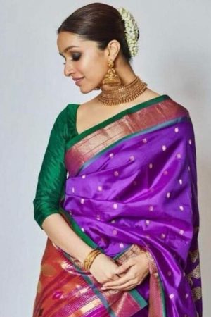 Shraddha Kapoor Purple Silk Saree