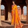 Paithani Silk Floral Saree in Bright Orange Color