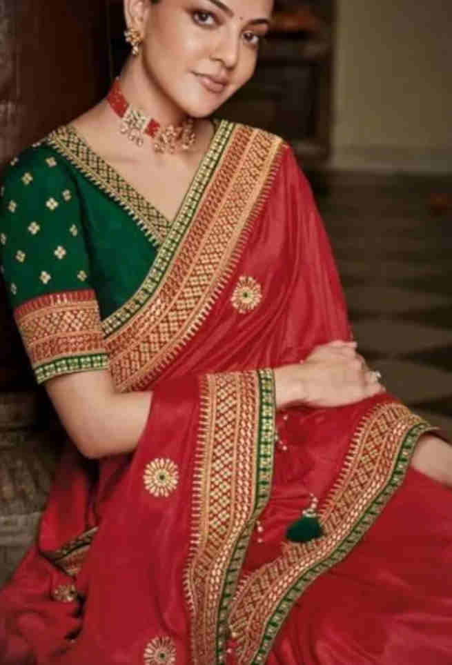Buy Bridal Red Silk Saree Floral Work Online
