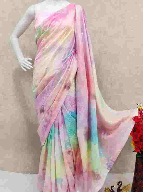 Jannat Zubair Multi-Color Blossom Vichitra Silk Saree