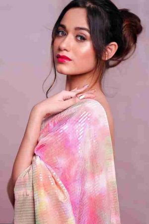 Jannat Zubair Multi-Color Blossom Vichitra Silk Saree