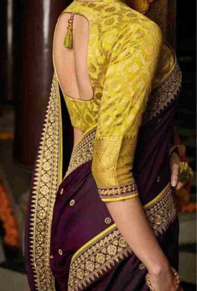 Kajal Aggarwal Brown & Yellow Vichitra Silk Saree