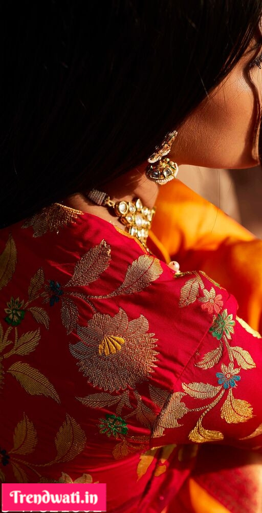 Paithani Silk Floral Saree in Bright Orange Color