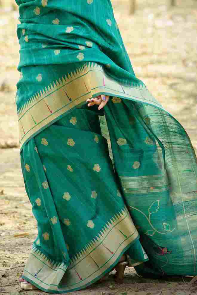 Casal Green Peacock Paithani Saree