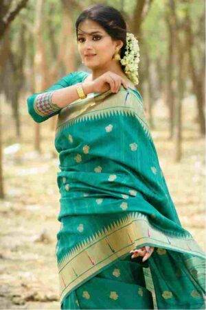 Casal Green Peacock Paithani Saree