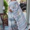 Multi-Colored Jaipuri Hand Printed Cotton Mulmul Saree