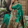Evergreen Policona Camel Paithani Banarasi Silk Bridal Saree