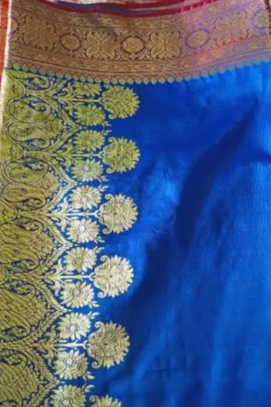 Bridal Navy Blue Floral Paithani Banarasi Silk Party wear Saree