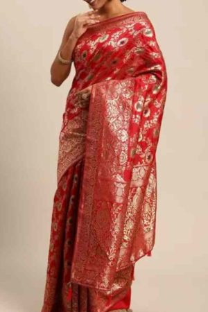 Bridal Red Banarasi Silk Saree
