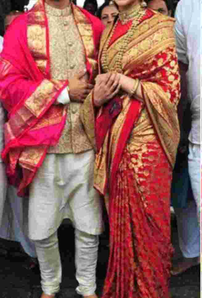 Deepika Padukone Bridal Red Color Banarasi Silk Saree