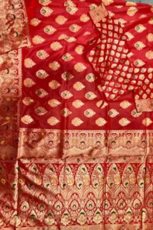 Buy Bridal Red Silk Saree Floral Zari Embroidery Work Online