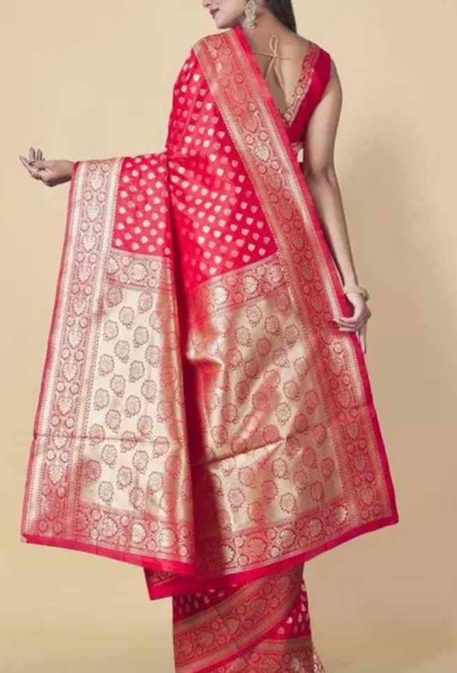 Buy Bridal Red Silk Saree Zari Woven Work Golden Border Online