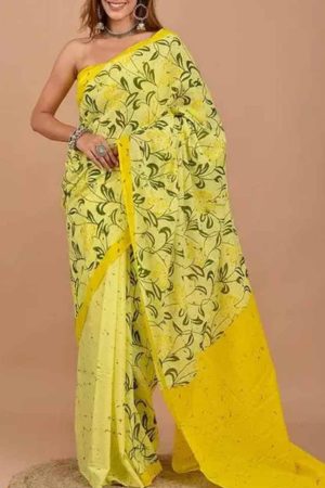 Buy Yellow Silk Saree Floral Online