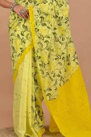 Buy Yellow Silk Saree Floral Online