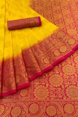 Buy Yellow Silk Saree Red Work Border Online