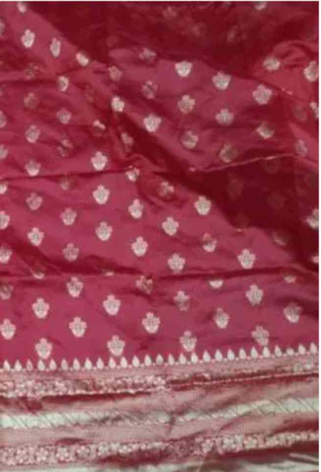 Buy Bridal Red Silk Saree Floral Golden Zari Work Online