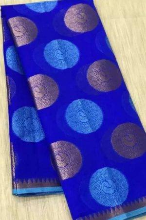 Buy Blue Polka Dot Saree Motif Zari Design Online