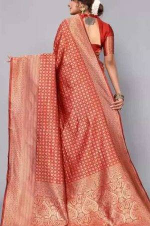 Buy Bridal Red Silk Saree Zari Work Floral Butta Border Online