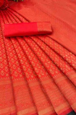 Buy Cherry Red Pattu Saree Zari Work Floral Border Online