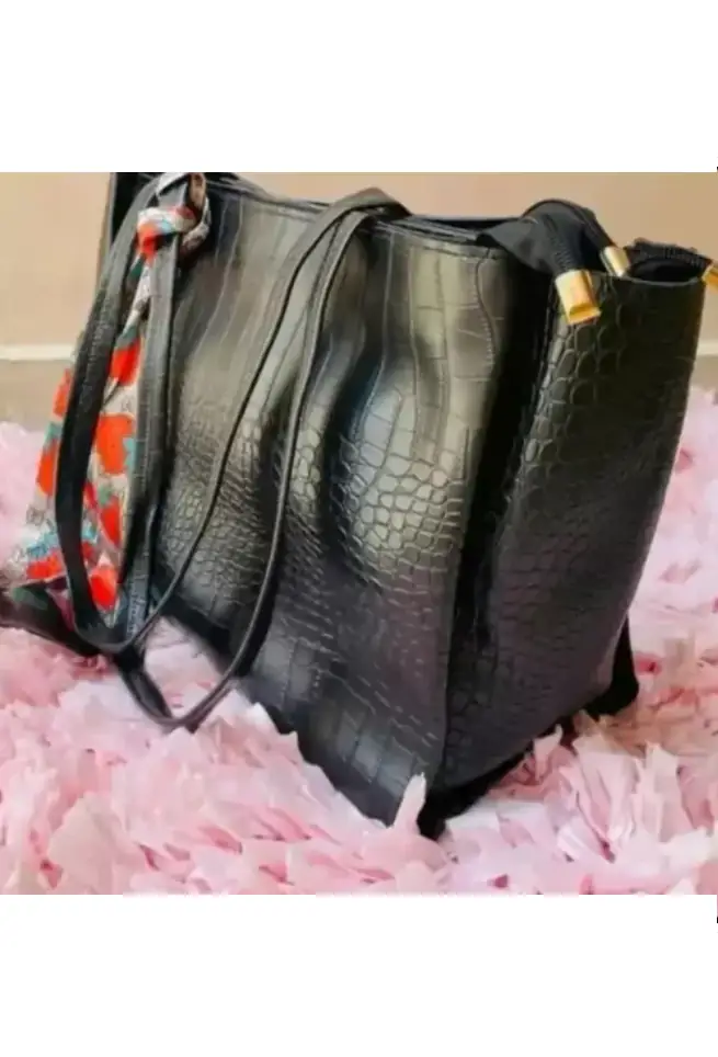 Buy Black Handbag Abstract Design Online