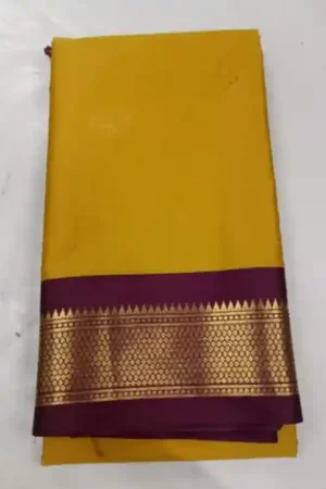 Mustard Gold Silk Saree Zari Border Work