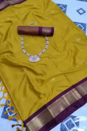 Mustard Gold Silk Saree Zari Border Work